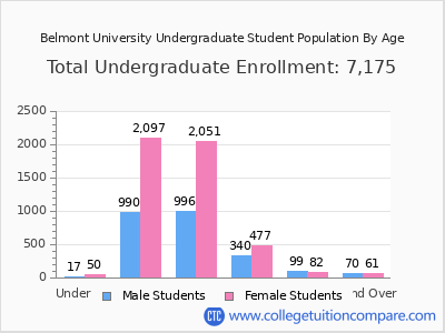 Belmont University 2024 Undergraduate Enrollment by Age chart