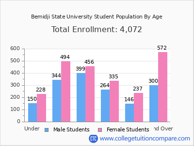 Bemidji State University 2024 Student Population by Age chart