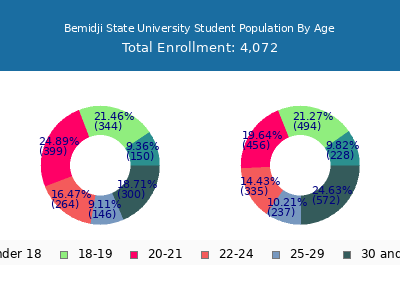 Bemidji State University 2024 Student Population Age Diversity Pie chart