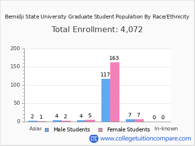 Bemidji State University 2025 Graduate Enrollment by Gender and Race chart