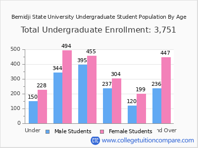 Bemidji State University 2024 Undergraduate Enrollment by Age chart