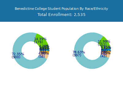 Benedictine College 2025 Student Population by Gender and Race chart