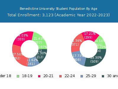 Benedictine University 2023 Student Population Age Diversity Pie chart