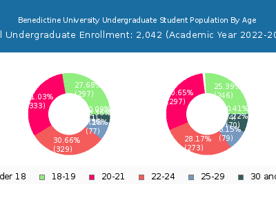 Benedictine University 2023 Undergraduate Enrollment Age Diversity Pie chart