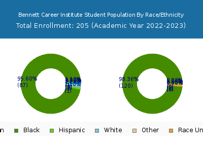 Bennett Career Institute 2023 Student Population by Gender and Race chart