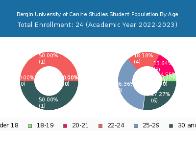 Bergin University of Canine Studies 2023 Student Population Age Diversity Pie chart