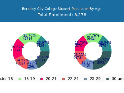 Berkeley City College 2025 Student Population Age Diversity Pie chart