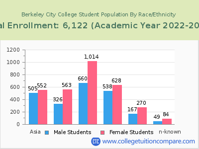 Berkeley City College 2023 Student Population by Gender and Race chart