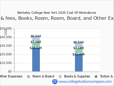 Berkeley College-New York 2025 COA (cost of attendance) chart