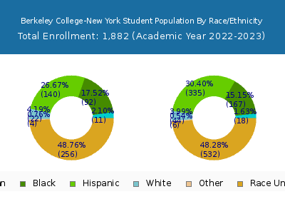 Berkeley College-New York 2023 Student Population by Gender and Race chart