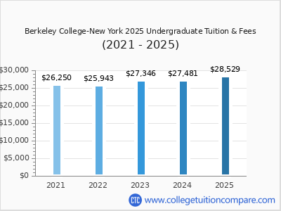 Berkeley College-New York 2025 undergraduate tuition chart