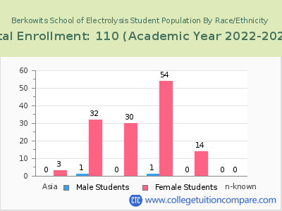 Berkowits School of Electrolysis 2023 Student Population by Gender and Race chart