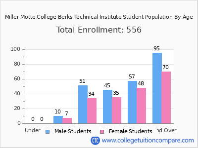 Miller-Motte College-Berks Technical Institute 2024 Student Population by Age chart