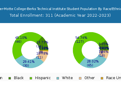 Miller-Motte College-Berks Technical Institute 2023 Student Population by Gender and Race chart
