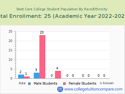 Best Care College 2023 Student Population by Gender and Race chart