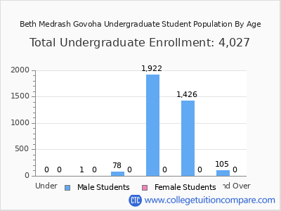 Beth Medrash Govoha 2024 Undergraduate Enrollment by Age chart