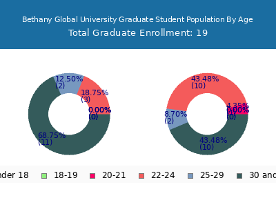 Bethany Global University 2024 Graduate Enrollment Age Diversity Pie chart