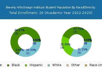 Beverly Hills Design Institute 2023 Student Population by Gender and Race chart