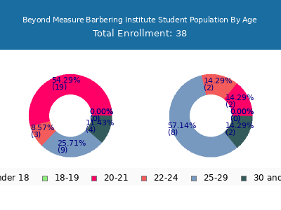 Beyond Measure Barbering Institute 2024 Student Population Age Diversity Pie chart