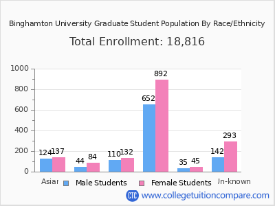 Binghamton University 2025 Graduate Enrollment by Gender and Race chart