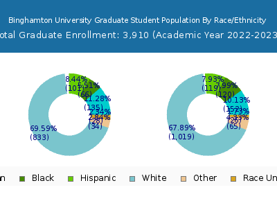 Binghamton University 2023 Graduate Enrollment by Gender and Race chart