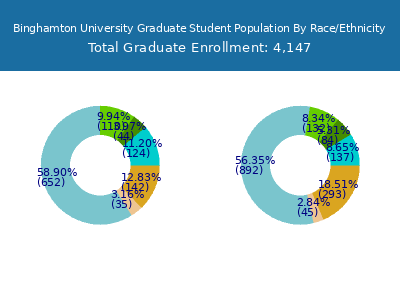 Binghamton University 2025 Graduate Enrollment by Gender and Race chart