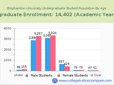 Binghamton University 2023 Undergraduate Enrollment by Age chart