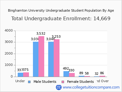 Binghamton University 2025 Undergraduate Enrollment by Age chart