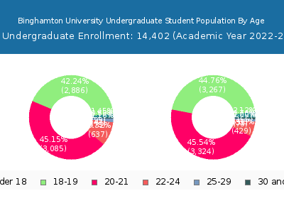 Binghamton University 2023 Undergraduate Enrollment Age Diversity Pie chart