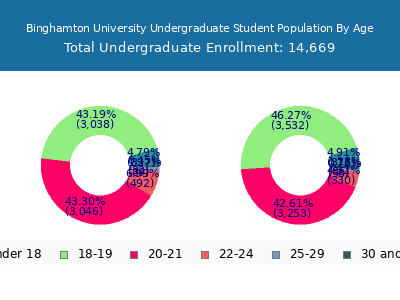 Binghamton University 2025 Undergraduate Enrollment Age Diversity Pie chart