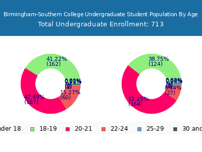 Birmingham-Southern College 2024 Undergraduate Enrollment Age Diversity Pie chart