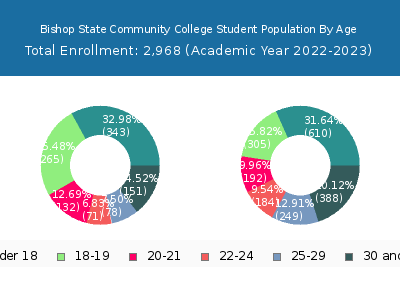 Bishop State Community College 2023 Student Population Age Diversity Pie chart