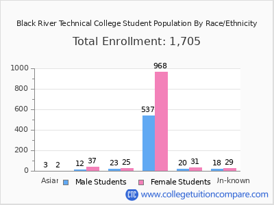 Black River Technical College 2025 Student Population by Gender and Race chart