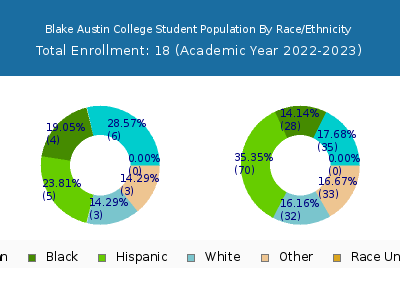 Blake Austin College 2023 Student Population by Gender and Race chart