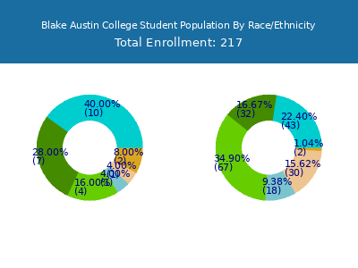 Blake Austin College 2025 Student Population by Gender and Race chart