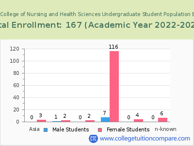 Blessing Rieman College of Nursing and Health Sciences 2023 Undergraduate Enrollment by Gender and Race chart