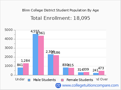 Blinn College District 2024 Student Population by Age chart