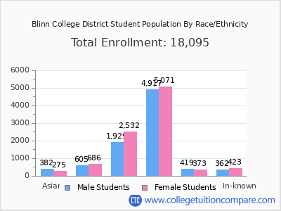 Blinn College District 2025 Student Population by Gender and Race chart