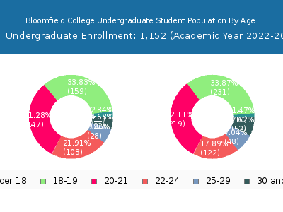 Bloomfield College 2023 Undergraduate Enrollment Age Diversity Pie chart