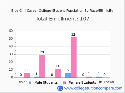 Blue Cliff Career College 2025 Student Population by Gender and Race chart