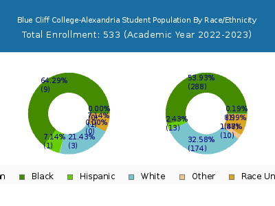 Blue Cliff College-Alexandria 2023 Student Population by Gender and Race chart