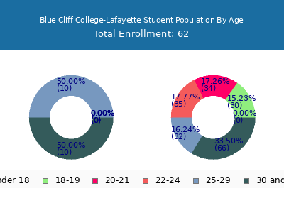 Blue Cliff College-Lafayette 2024 Student Population Age Diversity Pie chart