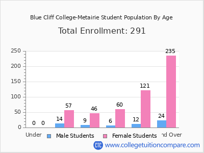 Blue Cliff College-Metairie 2024 Student Population by Age chart