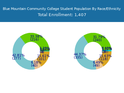 Blue Mountain Community College 2025 Student Population by Gender and Race chart