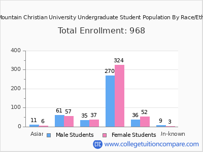 Blue Mountain Christian University 2025 Undergraduate Enrollment by Gender and Race chart