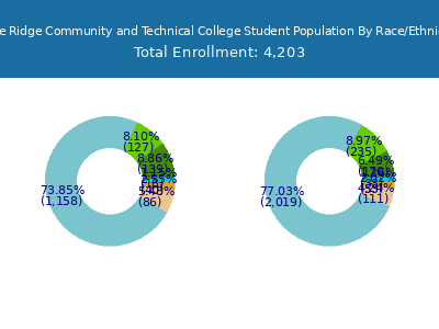Blue Ridge Community and Technical College 2025 Student Population by Gender and Race chart