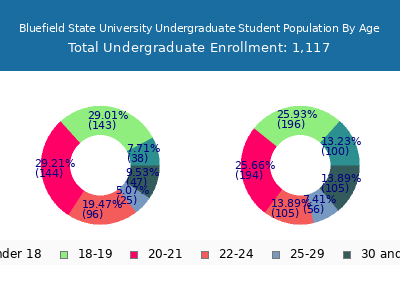 Bluefield State University 2024 Undergraduate Enrollment Age Diversity Pie chart