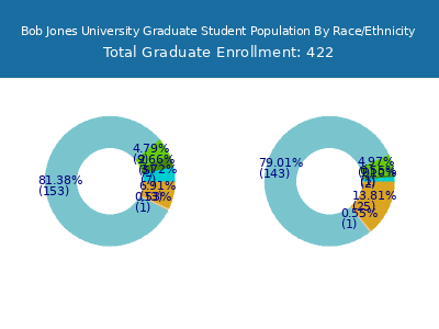 Bob Jones University 2025 Graduate Enrollment by Gender and Race chart