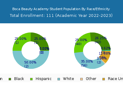 Boca Beauty Academy 2023 Student Population by Gender and Race chart