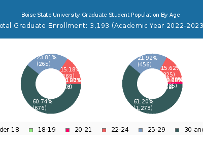 Boise State University 2023 Graduate Enrollment Age Diversity Pie chart